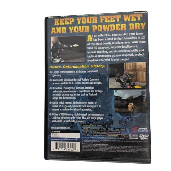 SOCOM US Navy Seals (PS2, 2002) Game, Case & Manual - Picture 2 of 3